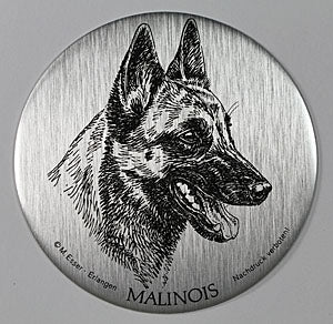 Metall-Plakette Malinois, ca. 8,5 cm FRABO