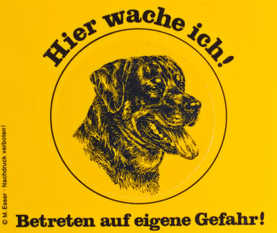 Warnschild, Rottweiler 14,5/ 12,5 cm FRABO