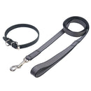 Welpenset Halsband & Leine "Leder - schwarz/ grau FRABO