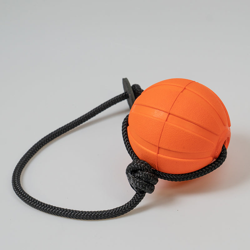 SuperFoam Ball, orange, mit Schnur und Lederstop FRABO